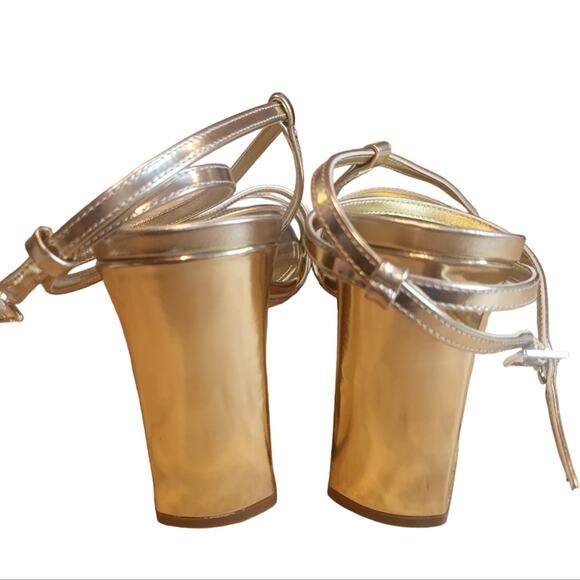 Marc Fisher Edalyn Strappy Metallic Ankle Strap Sandal Gold 10 - Picture 6 of 7